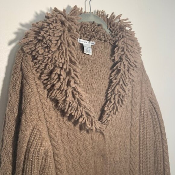 Jillian Jones Luxury 100% Lambswool Boho Lagenlook Duster Brown Cardigan  Size L - Picture 2 of 8
